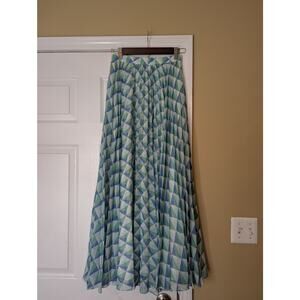 Pankaj & Nidhi NWT Anthropologie Geometric Pleated Maxi Skir- Size XXS